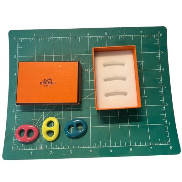 HERMÈS Tribord Chaîne d'Ancre Scarf Ring Set of 3 Multicolor with Box - Picture 4 of 15